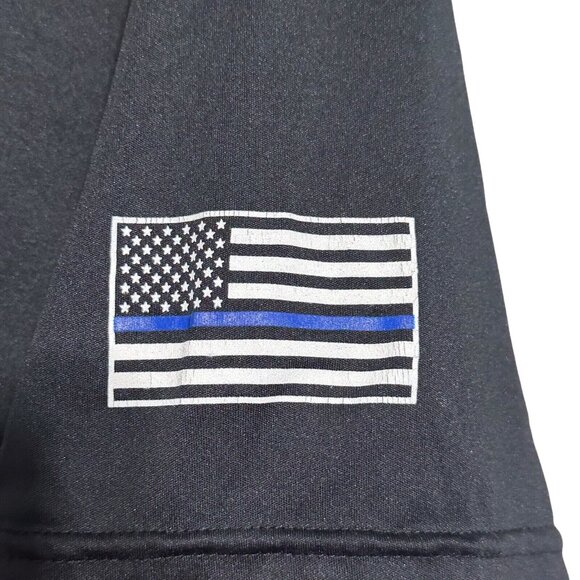 Men’s Black Police Flag T-Shirt – XL Short Sleeve Polyester Graphic Tee - Picture 7 of 7